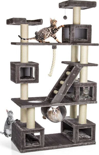 Logan | Gatto canadese | SUPER XXL | 5 grotte | grigio | circa 121 x 60 x 229 cm tiragraffi per gatti