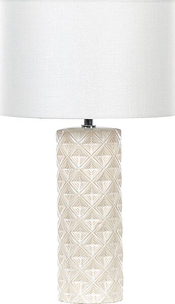 BELIANI Lampada da tavolo in Vetroceramica beige 49 cm motivo geometrico paralume in tessuto beige soggiorno camera da letto