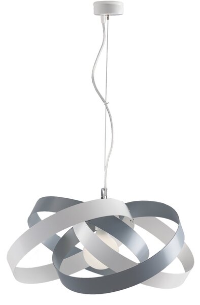 Sospensione Moderna Vertigo 1 Luce 4 Cerchi Ferro Laccato Bianco E Grigio