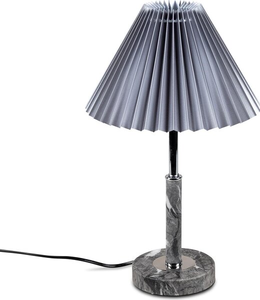 Lampada da tavolo grigia con paralume plissettato formano