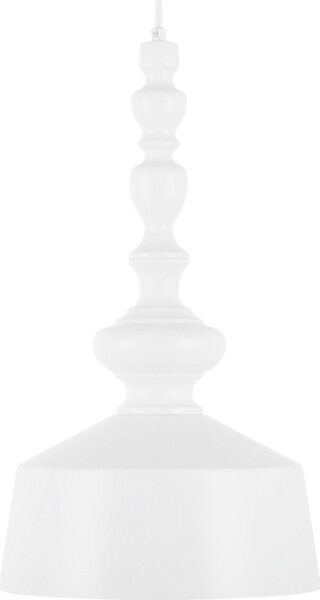 BELIANI Lampada a sospensione, metallo bianco, aspetto legno contorto con paralume a campana, stile retrò