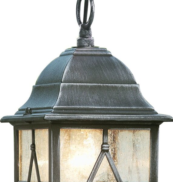 Sospensione Vintage - Decò Genova Alluminio Nero Vetro Argento 1 Luce E27