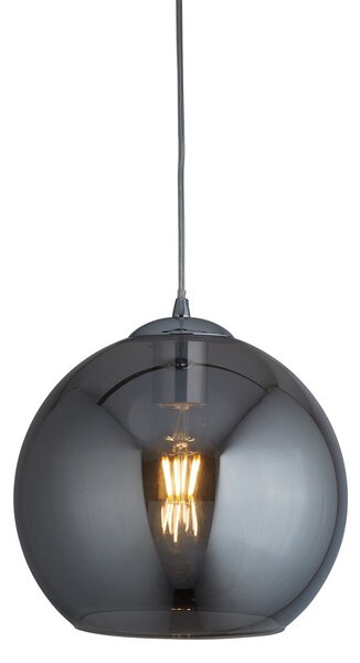 Sospensione Contemporanea Balls Acciaio Cromo Vetro Fumè 1 Luce E27 D30Cm