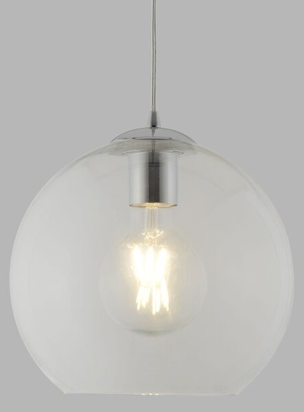 Sospensione Contemporanea Balls Acciaio Cromo Vetro Trasparente 1 Luce E27 D25Cm