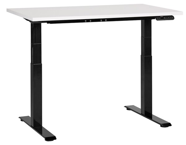 BELIANI Scrivania regolabile in altezza piano bianco struttura in acciaio nero 120 x 72 cm regolazione elettrica in altezza ufficio moderno