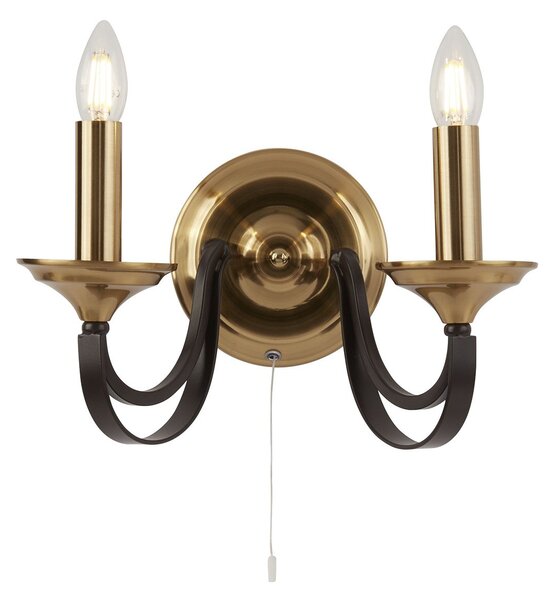 Applique Contemporanea Campanile Acciaio Bronzo Marrone 2 Luci E14