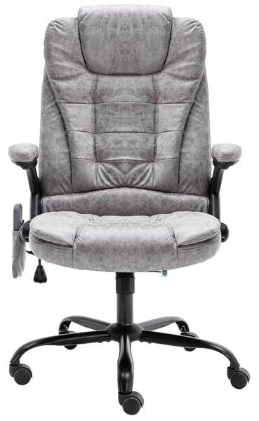 Sedia da ufficio vidaXL con funzione massaggio, grigio chiaro effetto pelle scamosciata