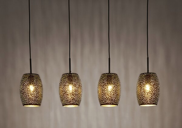 Lampadario Contemporaneo Laser Acciaio Nero Oro 4 Luci E27