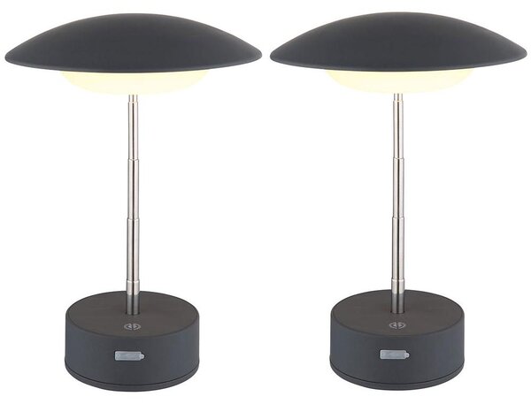 2 lampade da tavolo a LED, colore antracite, con dimmer, regolabili, altezza 26 cm