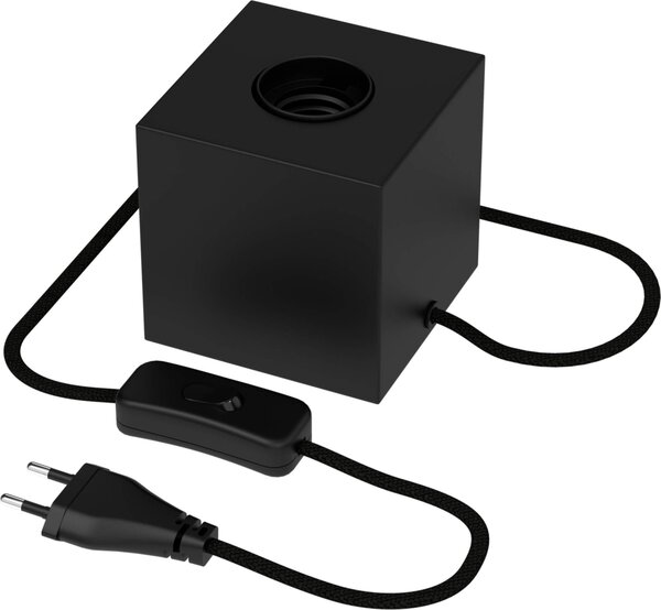 Lampada da tavolo Calex, quadrata, esclusa lampadina E27, ideale per l'arredamento della casa, colore nero