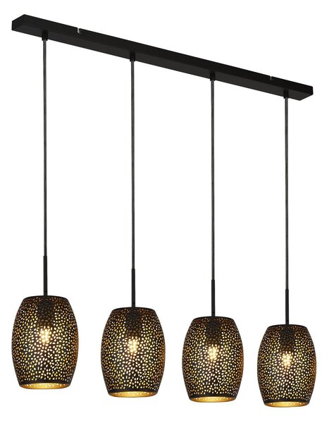 Lampadario Contemporaneo Laser Acciaio Nero Oro 4 Luci E27