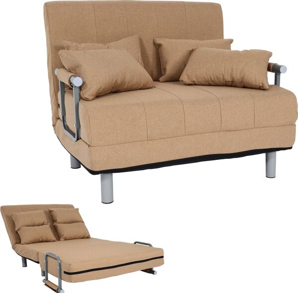 Poltrona letto HWC-K29, poltrona letto pieghevole divano letto per ospiti reclinabile, superficie reclinabile 186x97cm tessuto (270g/m²) ~ crema-beige