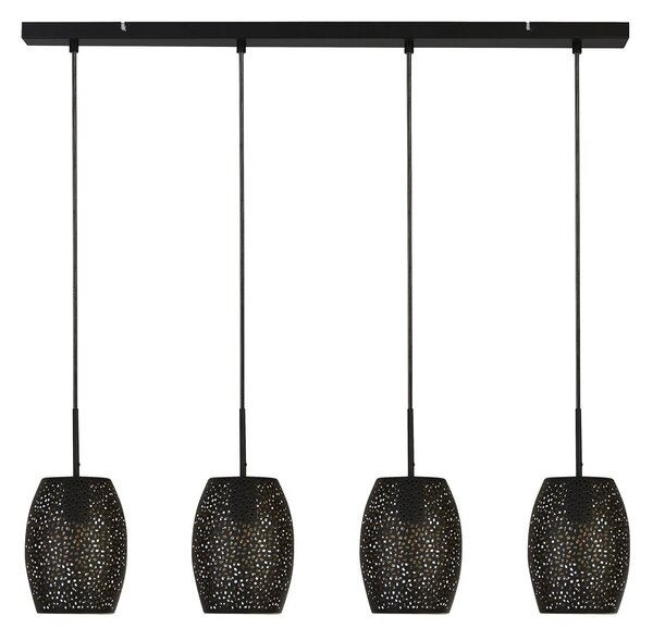 Lampadario Contemporaneo Laser Acciaio Nero Oro 4 Luci E27