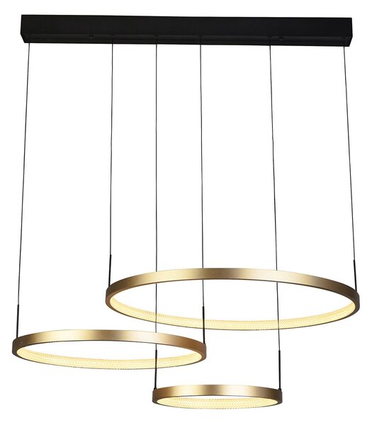 Lampadario Adornare Acciaio Nero Policarbonato Oro 3 Luci Led 107,5W 2700K