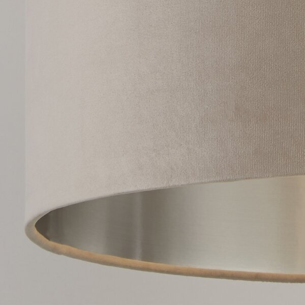 Sospensione Contemporanea Tamburo Tessuto Argento Tortora 1 Luce D38Cm