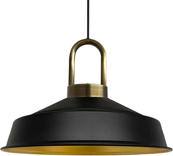 Lampada a sospensione Asletl-Lock in metallo nero Ø40 cm lampada