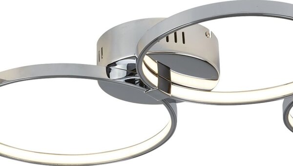 Plafoniera Moderno Solexa Acciaio Cromo Policarbonato Bianco Led 34,74W 3000K