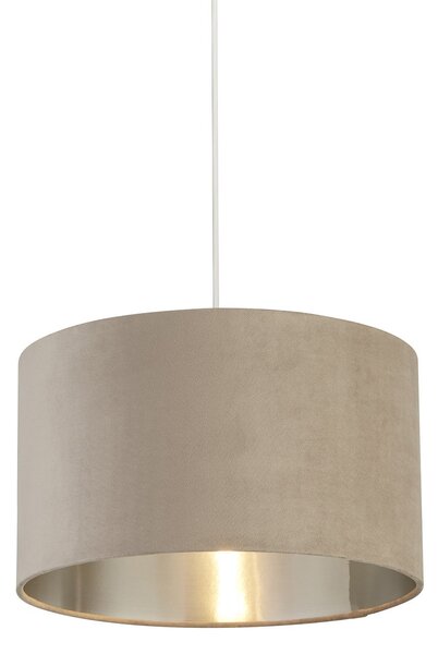 Sospensione Contemporanea Tamburo Tessuto Argento Tortora 1 Luce D38Cm