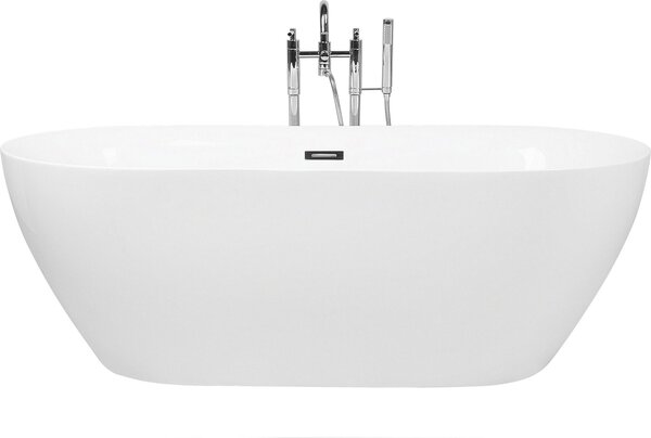 BELIANI Vasca da bagno freestanding in acrilico sanitario bianco 160 x 75 cm ovale stile moderno