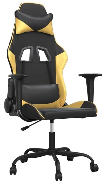 VidaXL Sedia da gioco con funzione massaggio in ecopelle nera e dorata