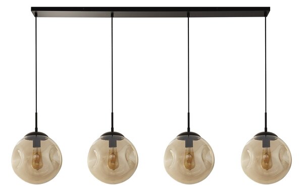 Lampadario Contemporaneo Punch Acciaio Nero Vetro 4 Luci E27