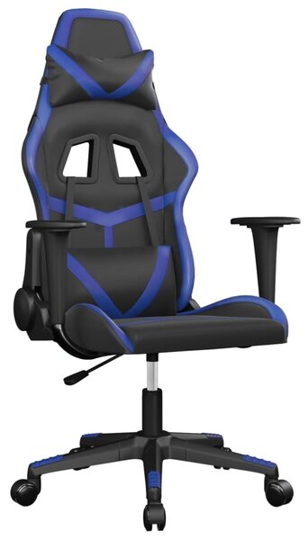 VidaXL Sedia da gioco con funzione massaggio in Pelle finta nera e blu