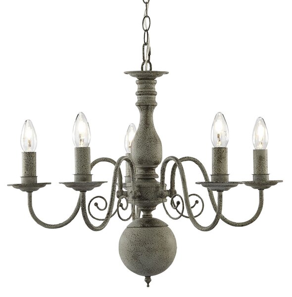 Lampadario Contemporaneo Greythorne Acciaio Grigio 5 Luci E14