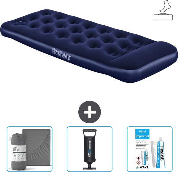 Materasso gonfiabile Bestway - 1 persona - 76 x 185 x 28 cm - Blu - Accessori inclusi
