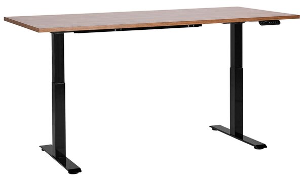 BELIANI Scrivania regolabile in altezza piano in legno scuro struttura in acciaio nero 180 x 80 cm regolazione elettrica in altezza ufficio moderno