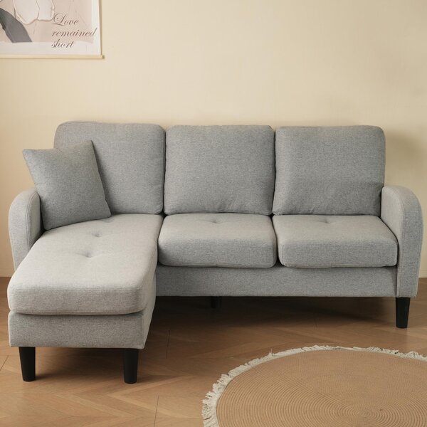 Divano angolare a forma di L con chaise longue, dimensioni 166x118x77 cm, divano a 3 posti con design modulare e tessuto in cotone e lino traspirante, ideale per il soggiorno