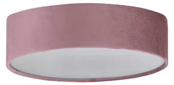 Plafoniera Contemporanea Tamburo Acciaio Rosa Tessuto Bianco 2 Luci E27