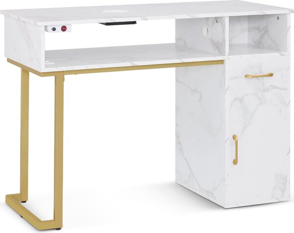 Tavolo da manicure con aspirazione, bianco marmo, 2491
