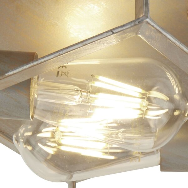 Plafoniera Contemporanea Heaton Ferro Argento Oro 2 Luci E27