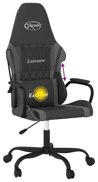 VidaXL Sedia da gioco con funzione massaggio in Pelle finta nera e grigia