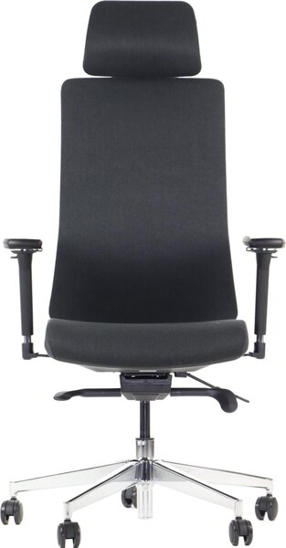 Sedia da ufficio girevole ergonomica AKCENT/F PLUS, base cromata, braccioli regolabili, seduta scorrevole (avanti-indietro), nero