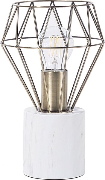 BELIANI Lampada da tavolo in metallo dorato 28 cm lampada con paralume a diamante dall'aspetto marmoreo e dal design moderno