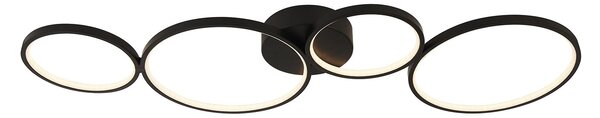 Plafoniera Contemporanea Circo Acciaio Bianco Policarbonato Nero Led 37,3W 3000K