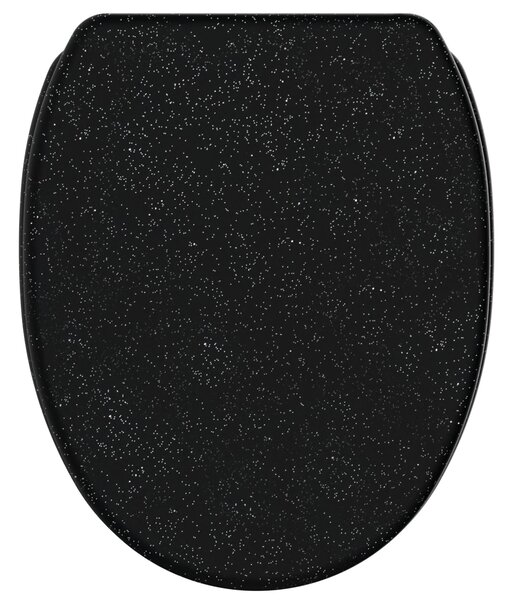 Sedile WC SANILO® con chiusura ammortizzata e chiusura rapida, nero glitterato, coperchio WC direttamente dal produttore, coperchio per WC, sedile WC, coperchio per WC