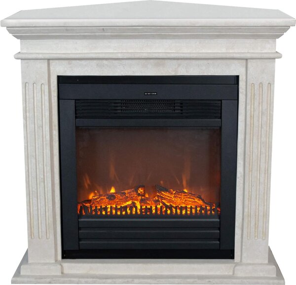 Caminetto elettrico Xaralyn - Cadiz-Corner ELU - pietra naturale bianca - riscaldamento 1400 Watt - con telecomando - caminetto da incasso incluso - caminetto decorativo - caminetto ad angolo