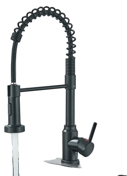 Rubinetto da cucina, design flessibile, getto orientabile a 360° e modalità di spruzzo, nero