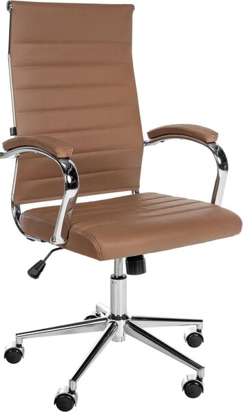 Sedia da ufficio in vera pelle - Sedia da ufficio - massimo comfort di seduta e design elegante | Colore: marrone chiaro