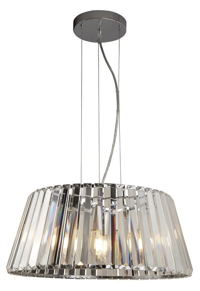 Lampadario Contemporaneo Tiara Acciaio Cromo Vetro Trasparente 5 Luci E14
