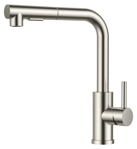 Rubinetto da cucina miscelatore estraibile - 360° girevole - Acciaio inox - Monocomando - 27 x 30,6 x 26,9 cm - Doccetta estraibile con flessibile 45 cm per lavello e piano cucina