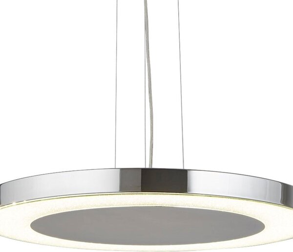 Lampadario Moderno Lexi Acciaio Cromo Vetro Trasparente Led 34W 4000K