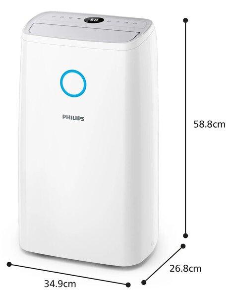 Philips Deumidificatore Portatile per la casa muffa 34,3 Litri In 24 Ore Tanica 4 Litri R290 con Timer colore Bianco - DE3306/11 Serie 3000