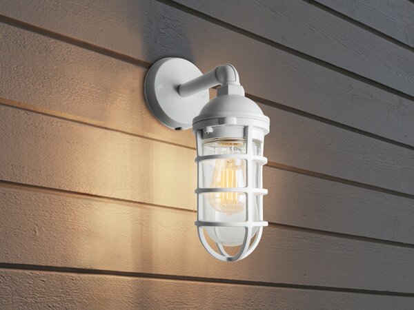 Konstsmide 7355-250 Olbia, lampada da parete. E27 con vetro trasparente bianco