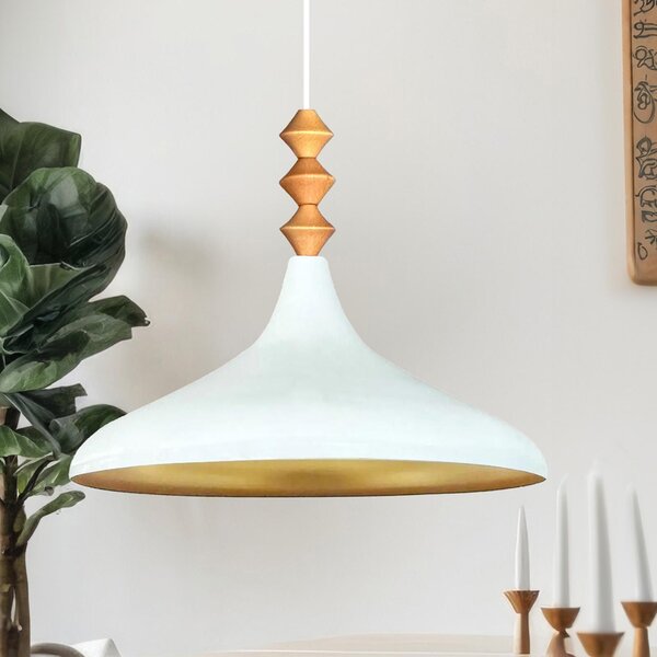 Champion Q Lampadario singolo in legno, bianco Luce a sospensione