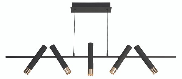 Lampadario Moderno Cilindro Acciaio Nero Oro Led 16W 3000K