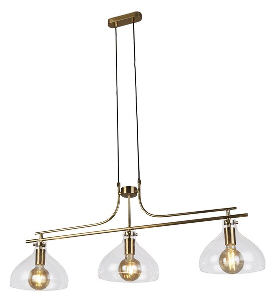 Lampadario Contemporaneo Margherita Acciaio Ottone Vetro 3 Luci E27