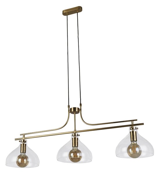 Lampadario Contemporaneo Margherita Acciaio Ottone Vetro 3 Luci E27